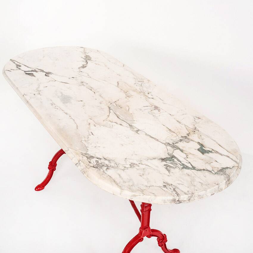 Vintage bistro table. Cast iron and marble. France, 1950s.