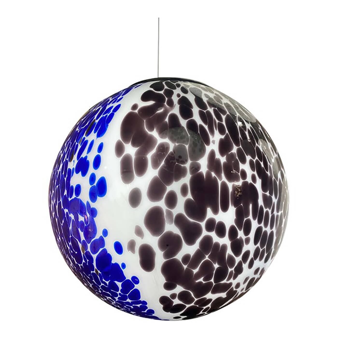 Blue and Black Murrine Sphere Pendant in Glass