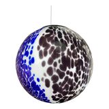 Blue and Black Murrine Sphere Pendant in Glass
