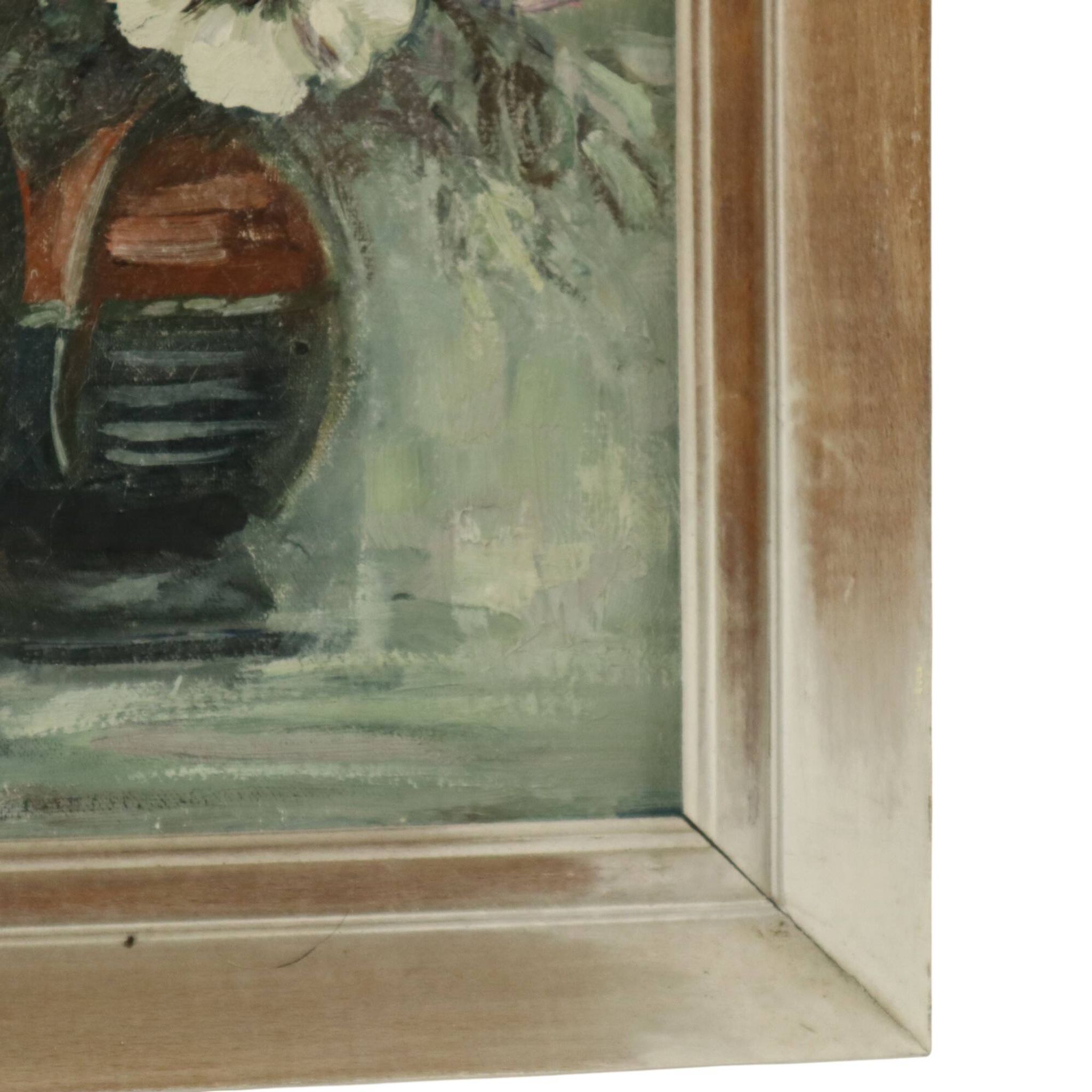 Vintage Flowers Still Life Amateur Painting Framed Signed