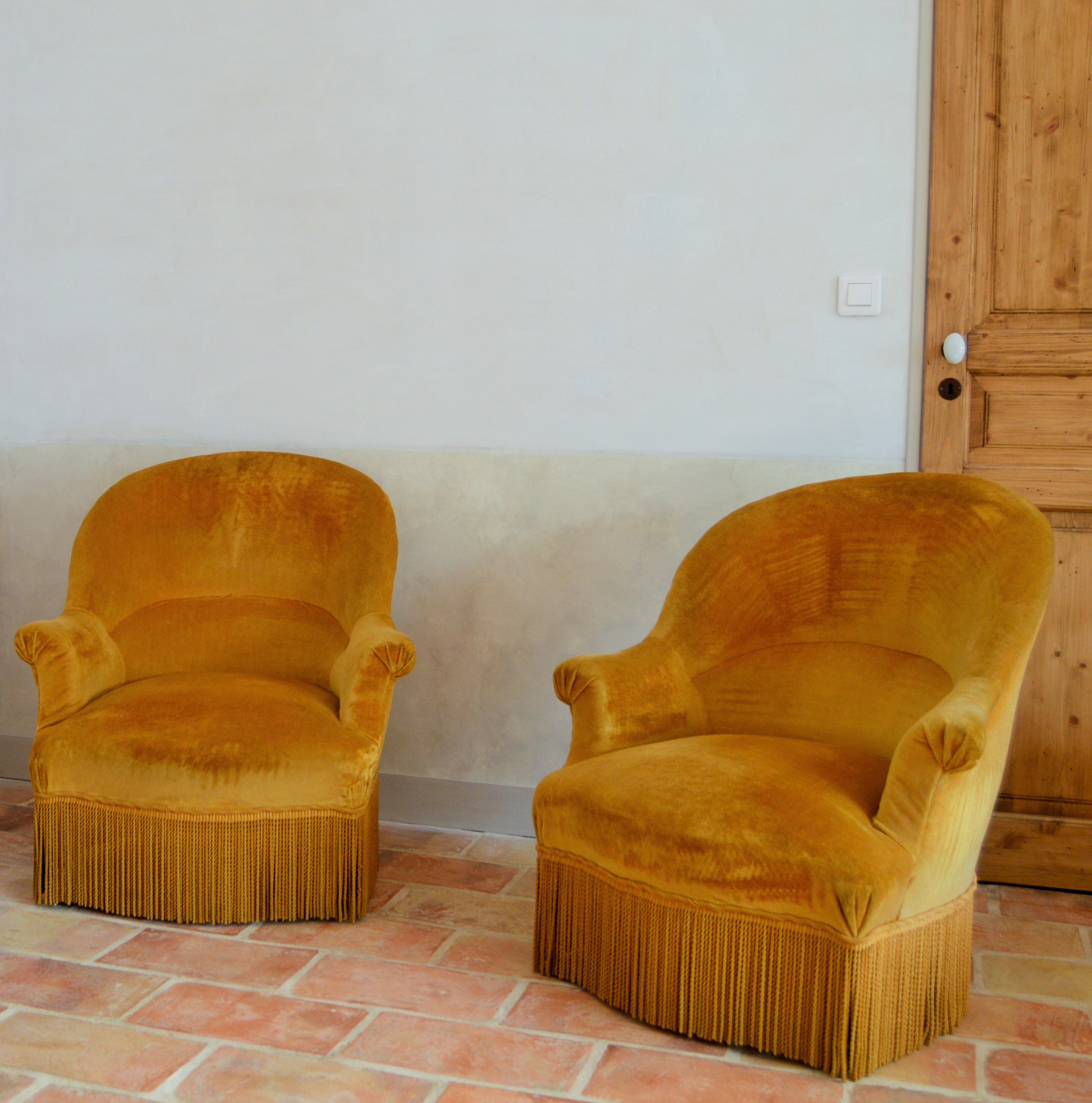 Velvet toad armchairs