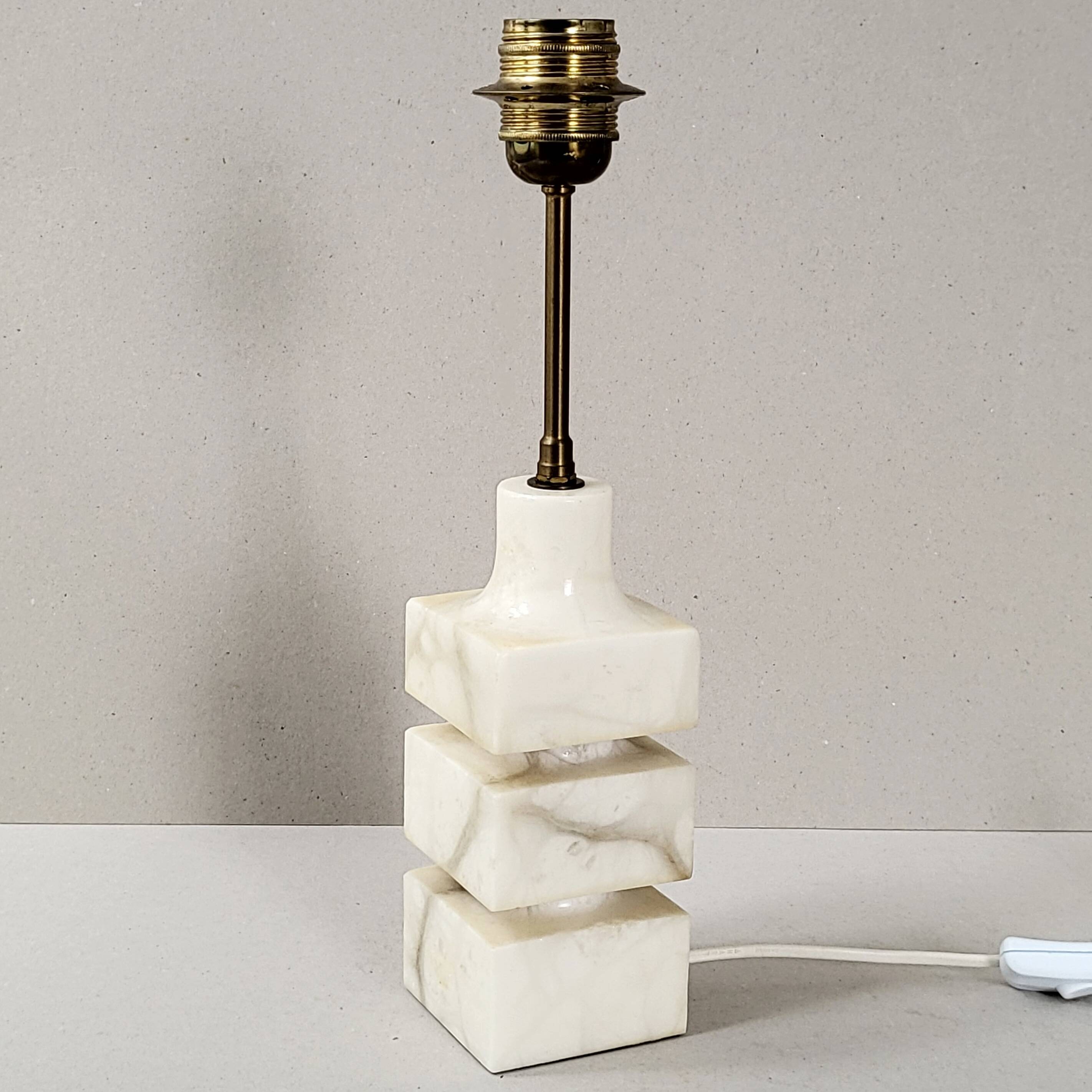Vintage 1970 lamp in marble & brass