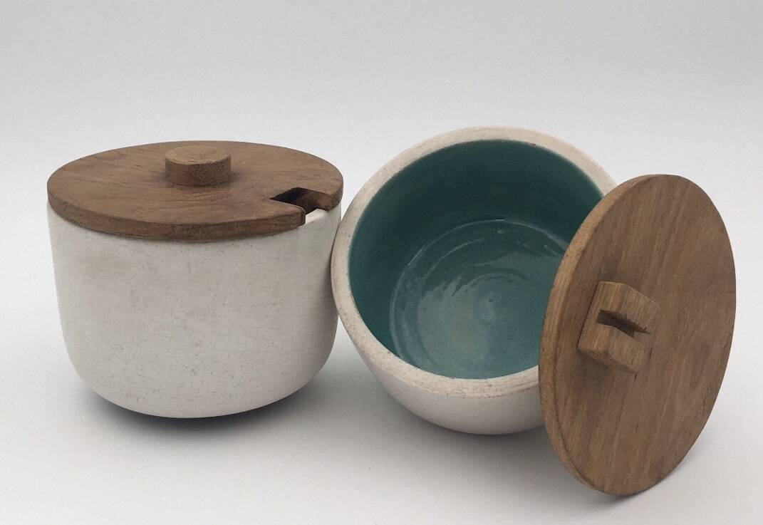 KERAMOS Sèvres - Two covered ceramic pots 1950s