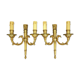 Pair of sconces PETITOT, quiver and Eagle heads, Louis XVI style