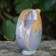 Flamed enameled stoneware bottle, pitcher, liquor bottle signed Denbac number 610, art vase