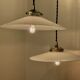 Pair of suspensions bistrot 1920 opaline indus