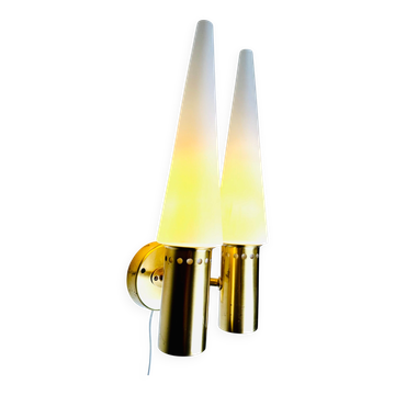 Brass Coloured Double Wall Lamp By Hans-Agne Jakobsson For Markaryd, Sweden, 1960'S