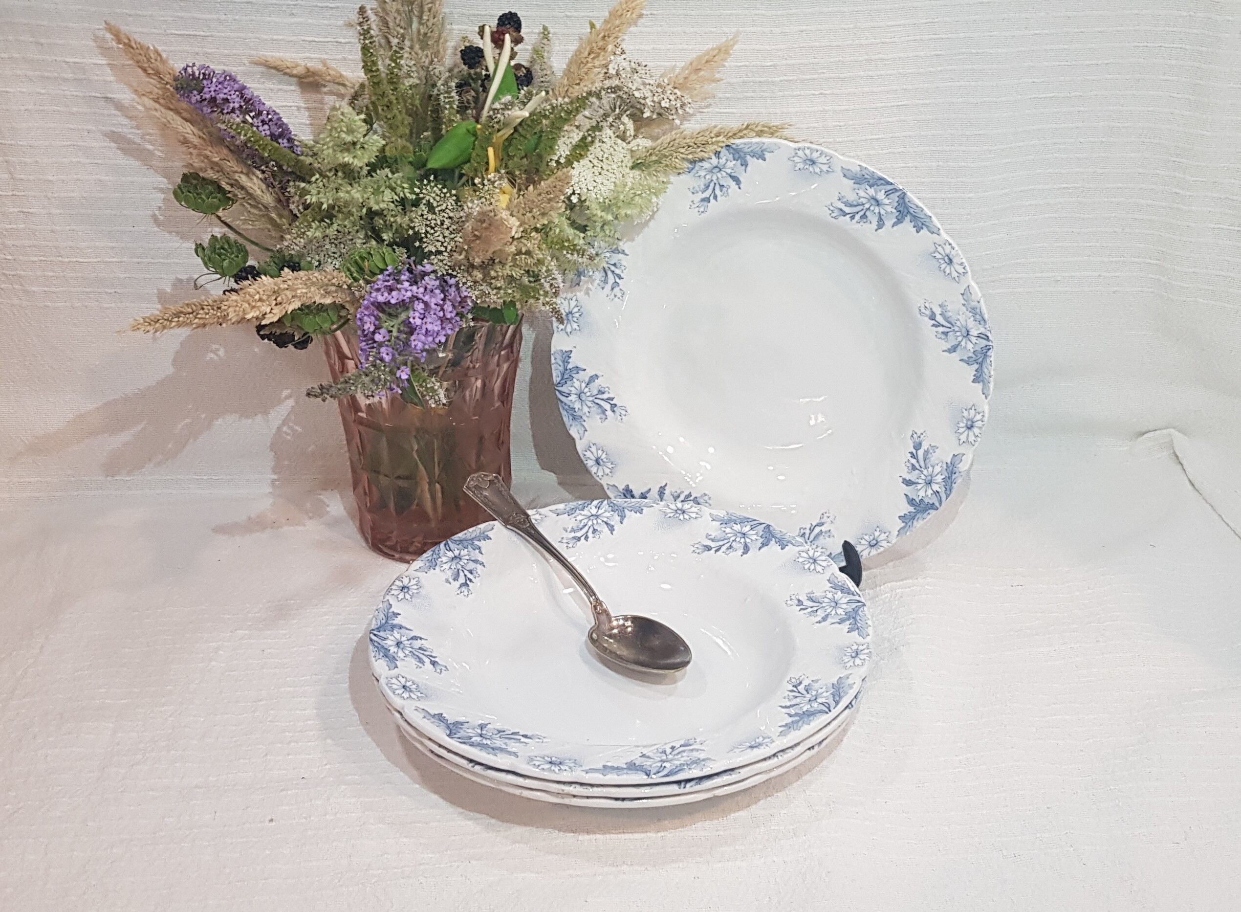 Set of 4 soup plates in Luneville earthenware model Luc, iron earth