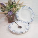 Set of 4 soup plates in Luneville earthenware model Luc, iron earth