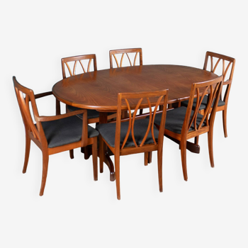 Retro Teak 1960s Mid Century Dining Table & 6 Chairs By G Plan Victor Wilkins