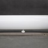 1930s Bauhaus tubular wall light, chrome & creamy glass, Czechoslovakia