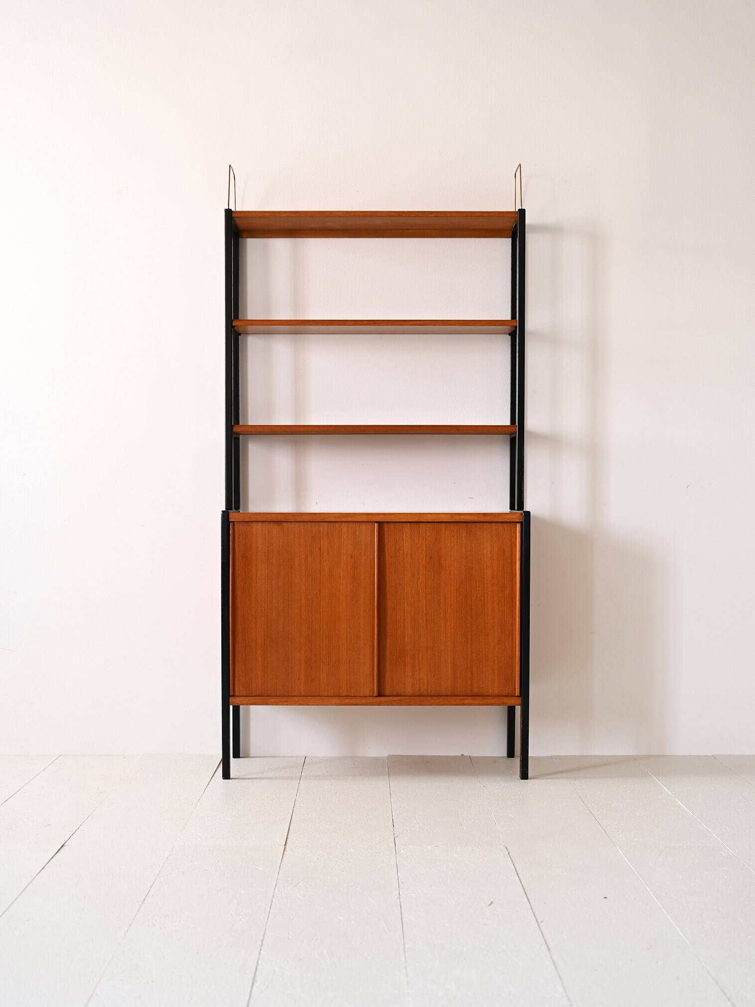 Scandinavian teak bookcase with black details