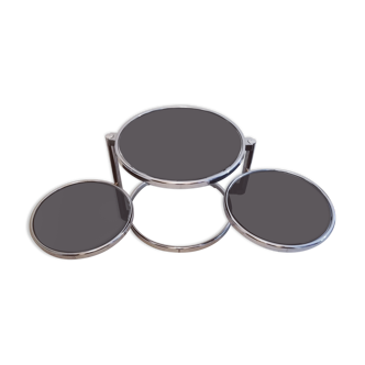 3-tray black tempered glass coffee table