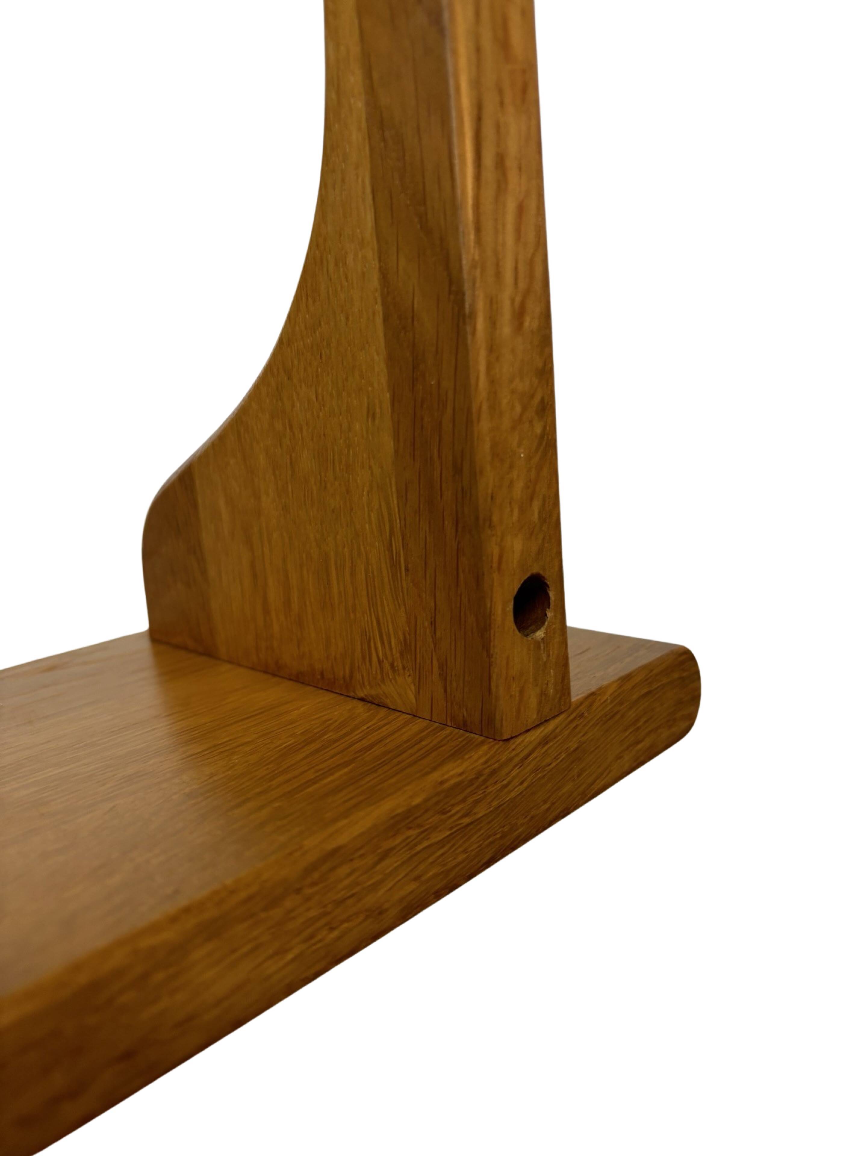 Vintage oak wall rack book shelf 1970s wood minimalist design