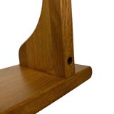 Vintage oak wall rack book shelf 1970s wood minimalist design