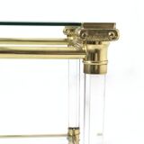 Rectangular Glass Coffee Table with Brass and Acrylic Glass Frame