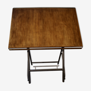 Table à dessin d'architecte industrielle bois et fer 50s vintage