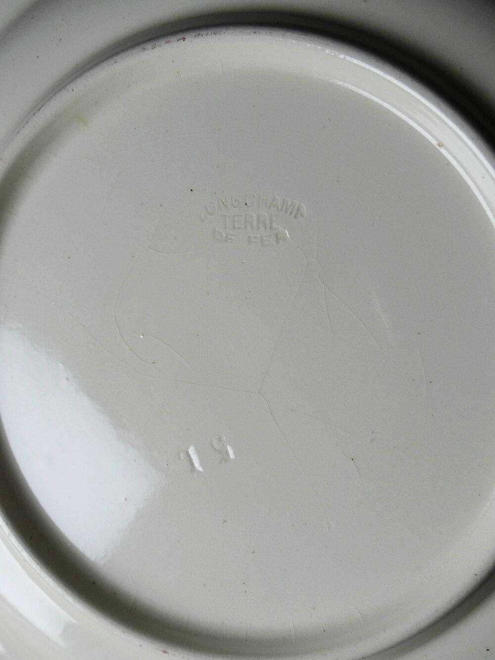 4 antique dessert plates Longchamp Daisies ironstone polychrome