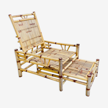 Chaise longue cube vintage bamboo