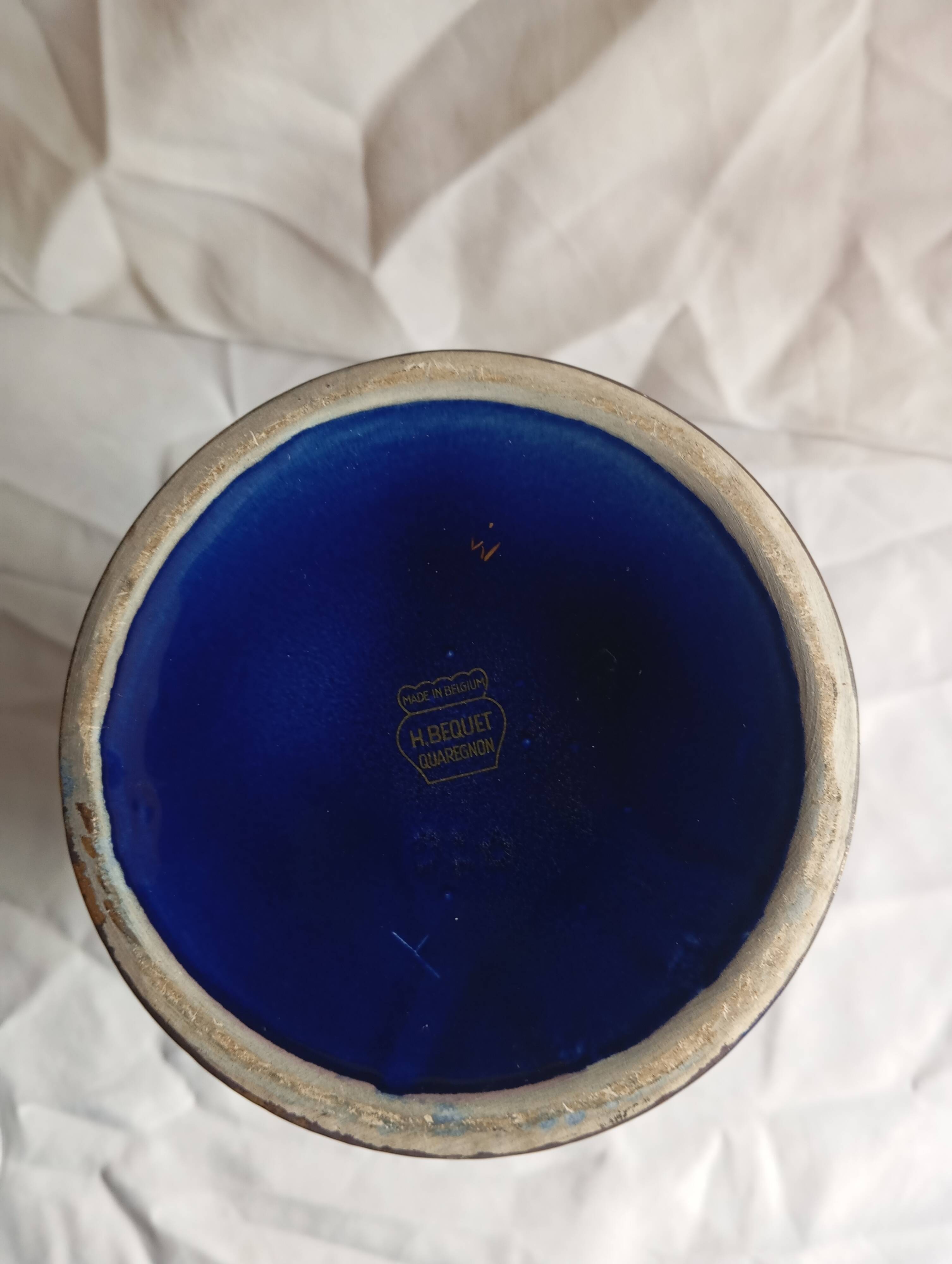 Vintage "h.bequet" earthenware vase