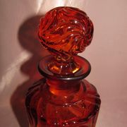 Old large crystal bottle Baccarat red model multiple rosettes H 21.5 cm