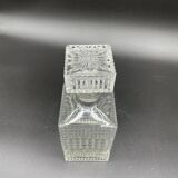 Vintage, whisky decanter, square, glass, diamond tip, square cap, tableware, décor