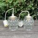 Pair of Bubble Pendant Lamps in Amber Glass Vintage 70s