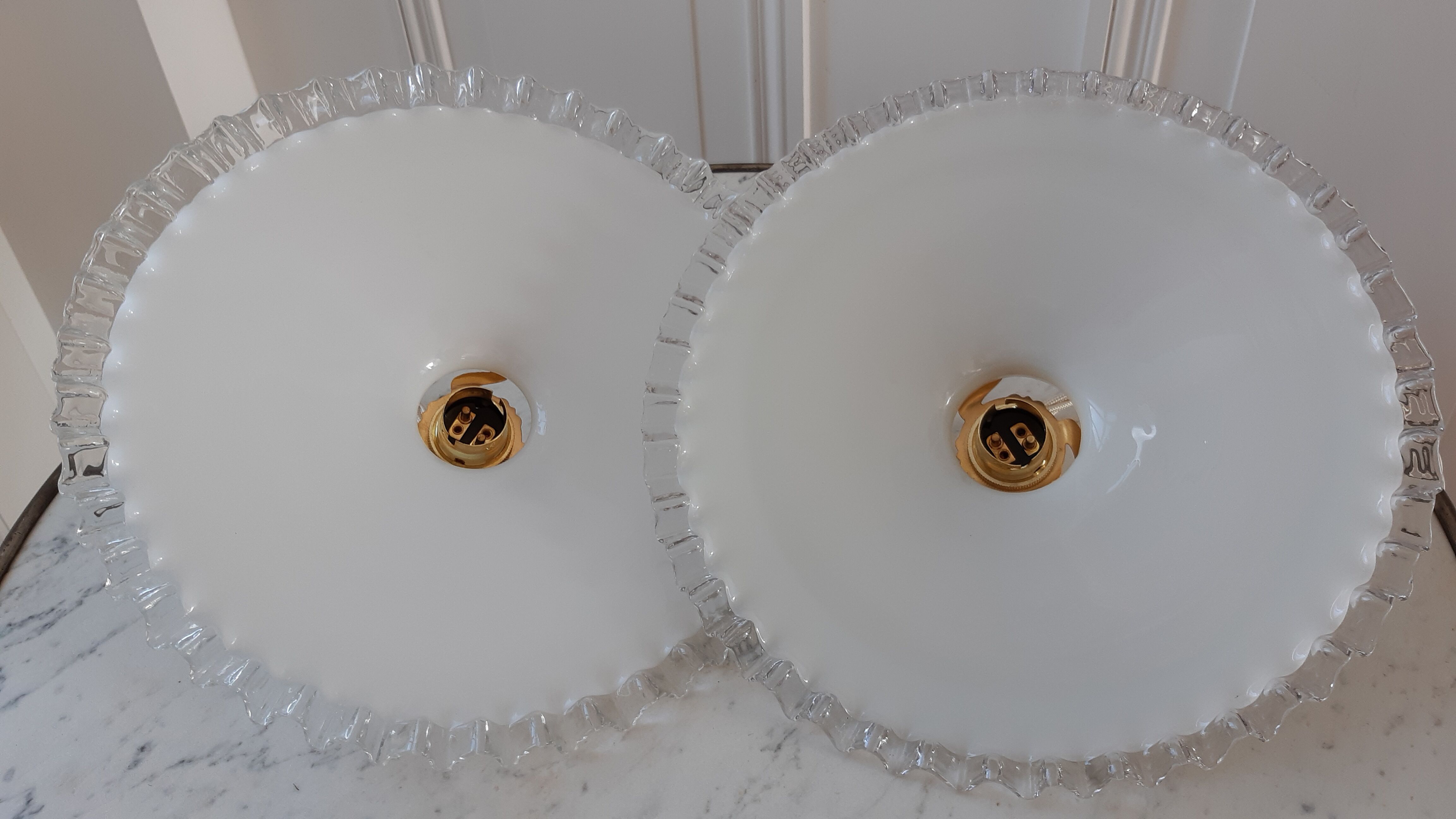 Pair of serrated opaline suspensions 40-50s