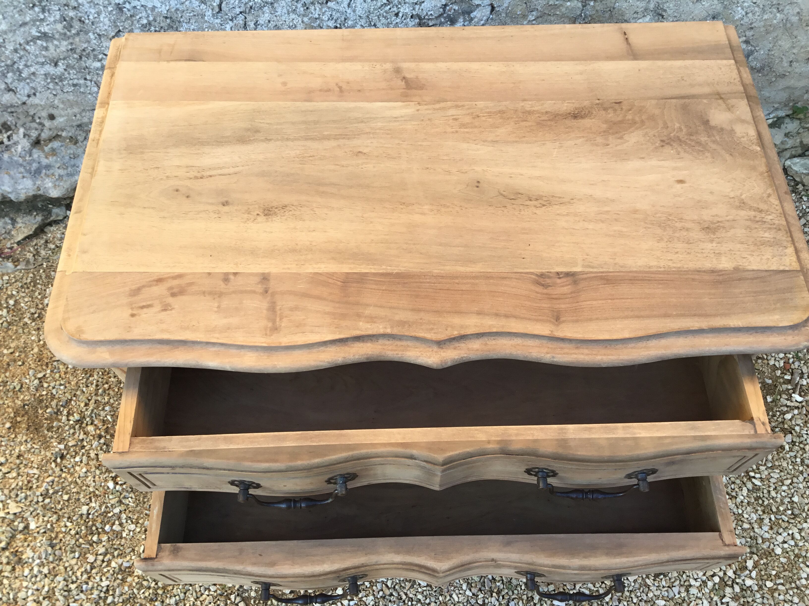 Louis XV style walnut chest of drawers stripped