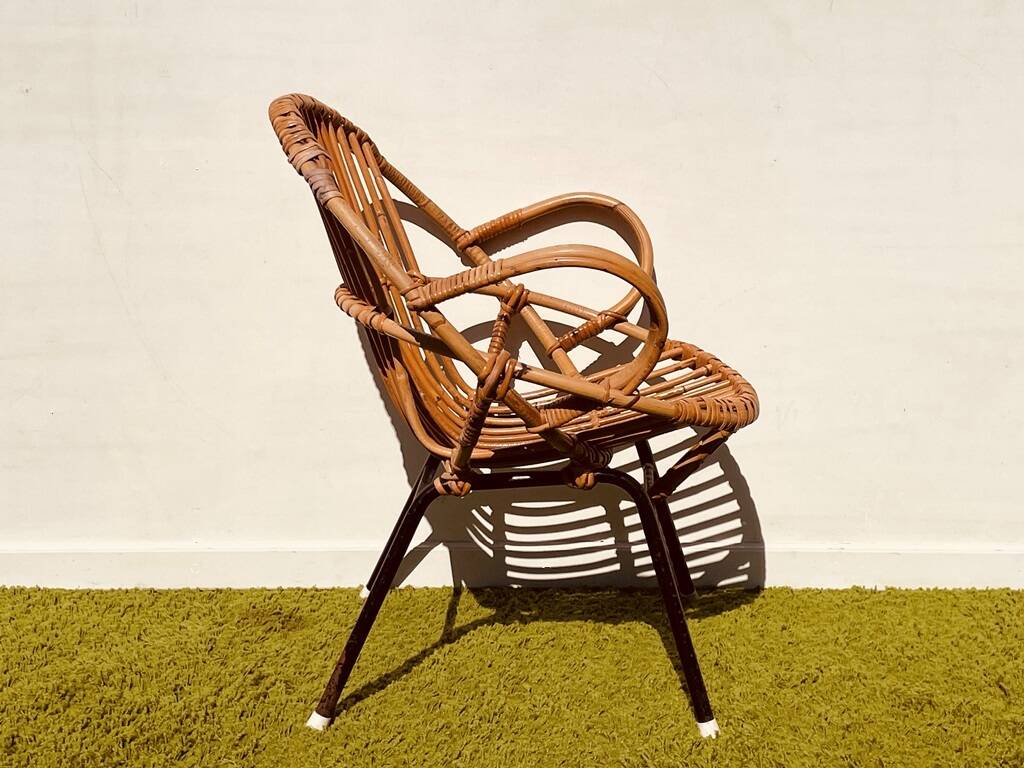 Pair of lounge rattan armchairs by D. Van Sliedregt / R. Noordwolde. Vintage