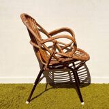 Pair of lounge rattan armchairs by D. Van Sliedregt / R. Noordwolde. Vintage