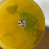 Ancien Vase Volubilis Cristallerie LA ROCHERE Verre Soufflé Jaune Vintage #
