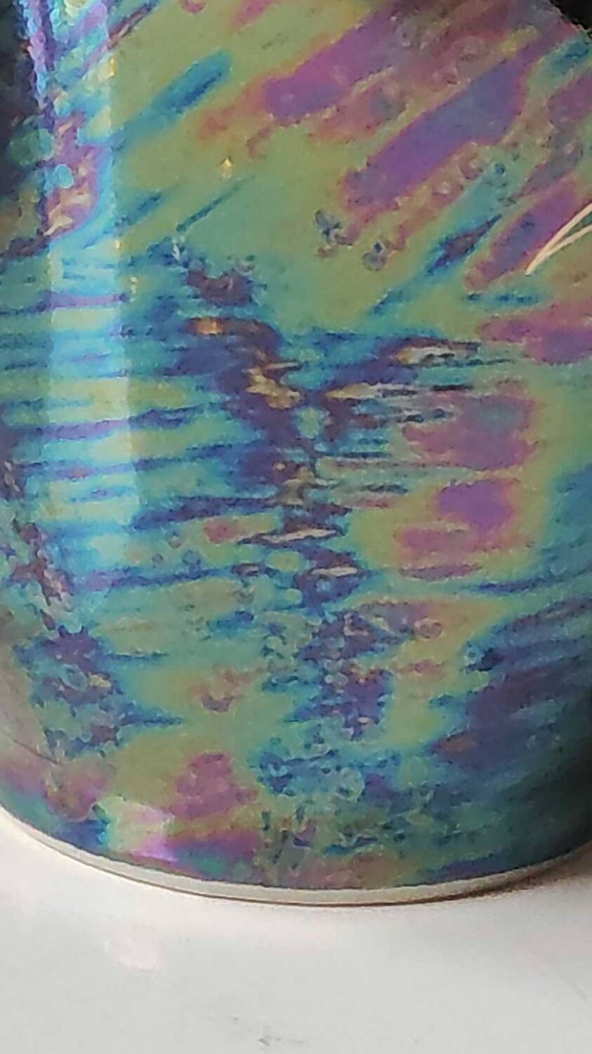 Iridescent japanese vase with floral patterns. stamped japan. high 27.5 cm