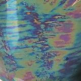 Iridescent japanese vase with floral patterns. stamped japan. high 27.5 cm