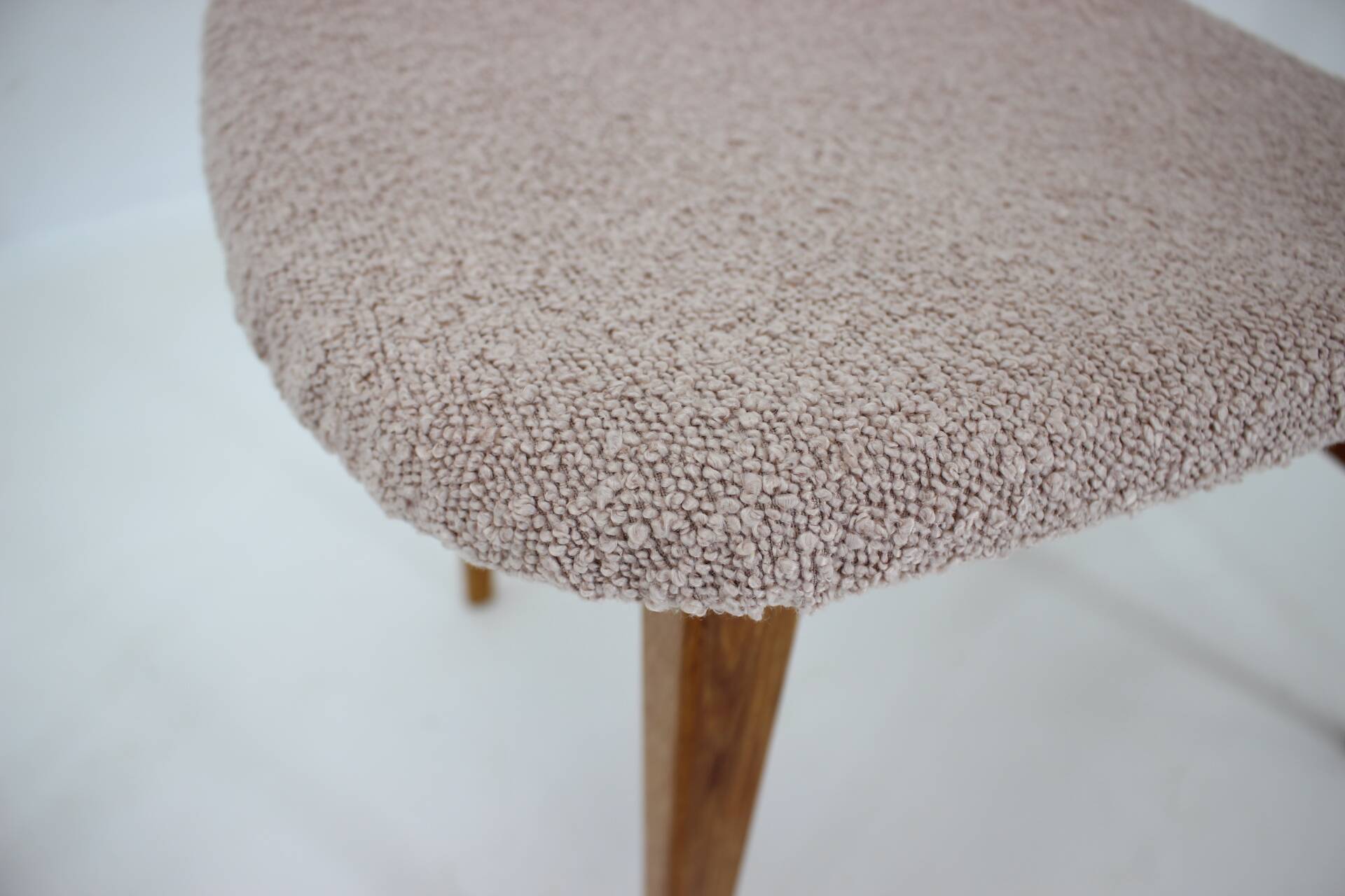 1960s Set of Three Oak Dining Chairs in Boucle, Czechoslovakia
