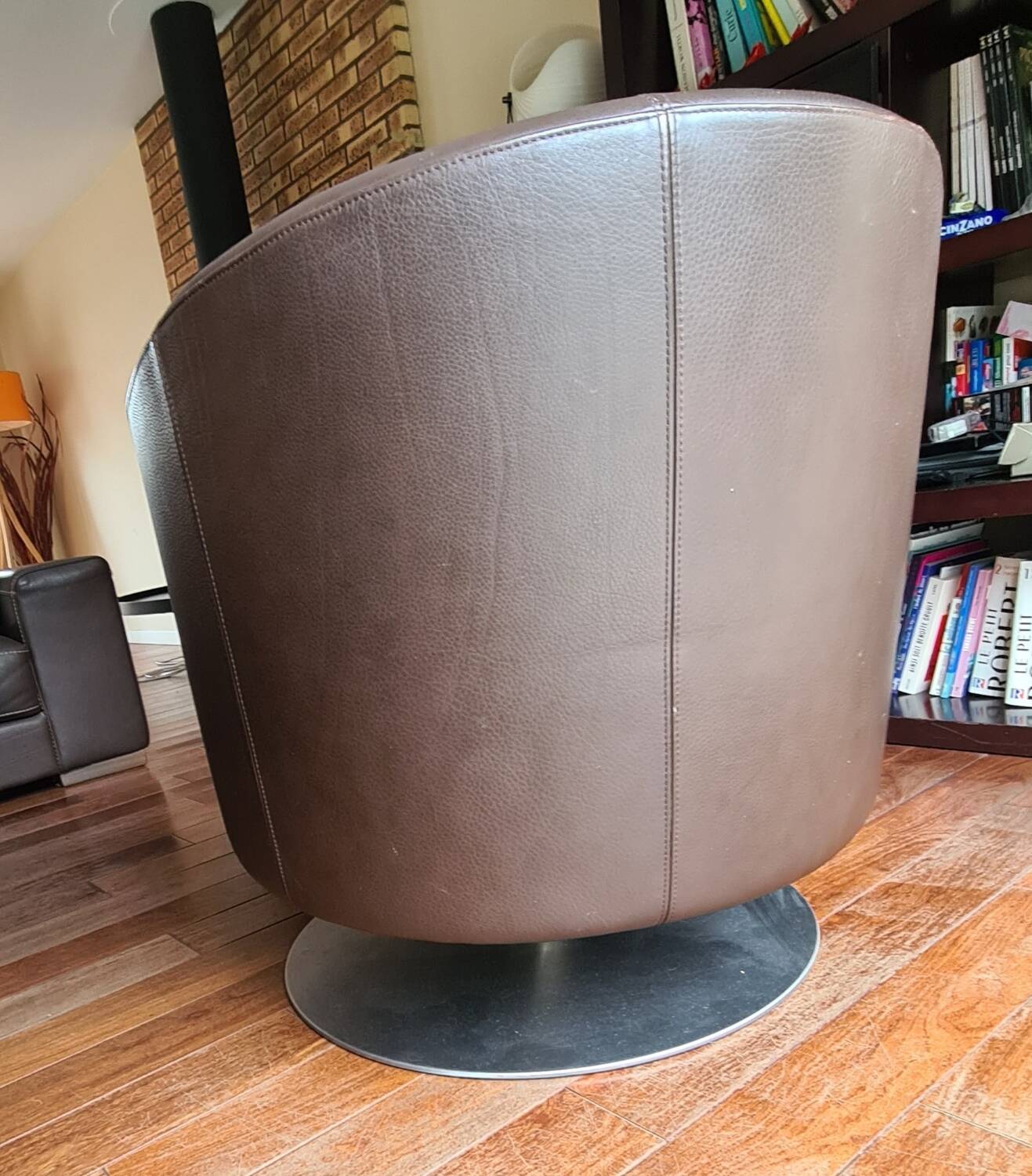 Natuzzi 3-seater sofa in full grain brown leather