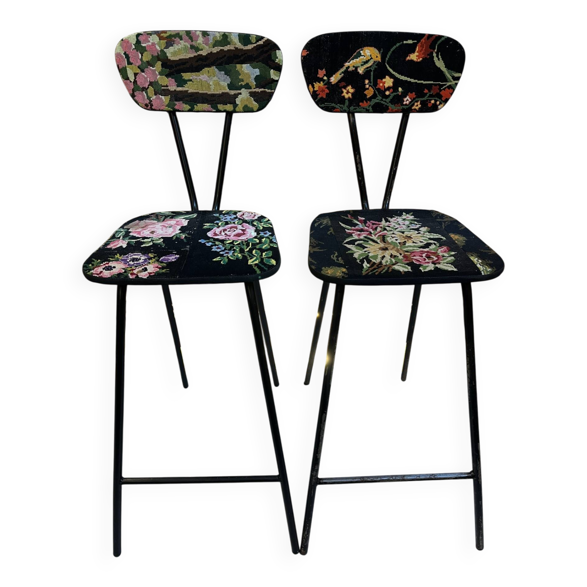 Pair of canvas high chairs
