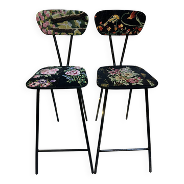 Paire de chaises hautes canevas