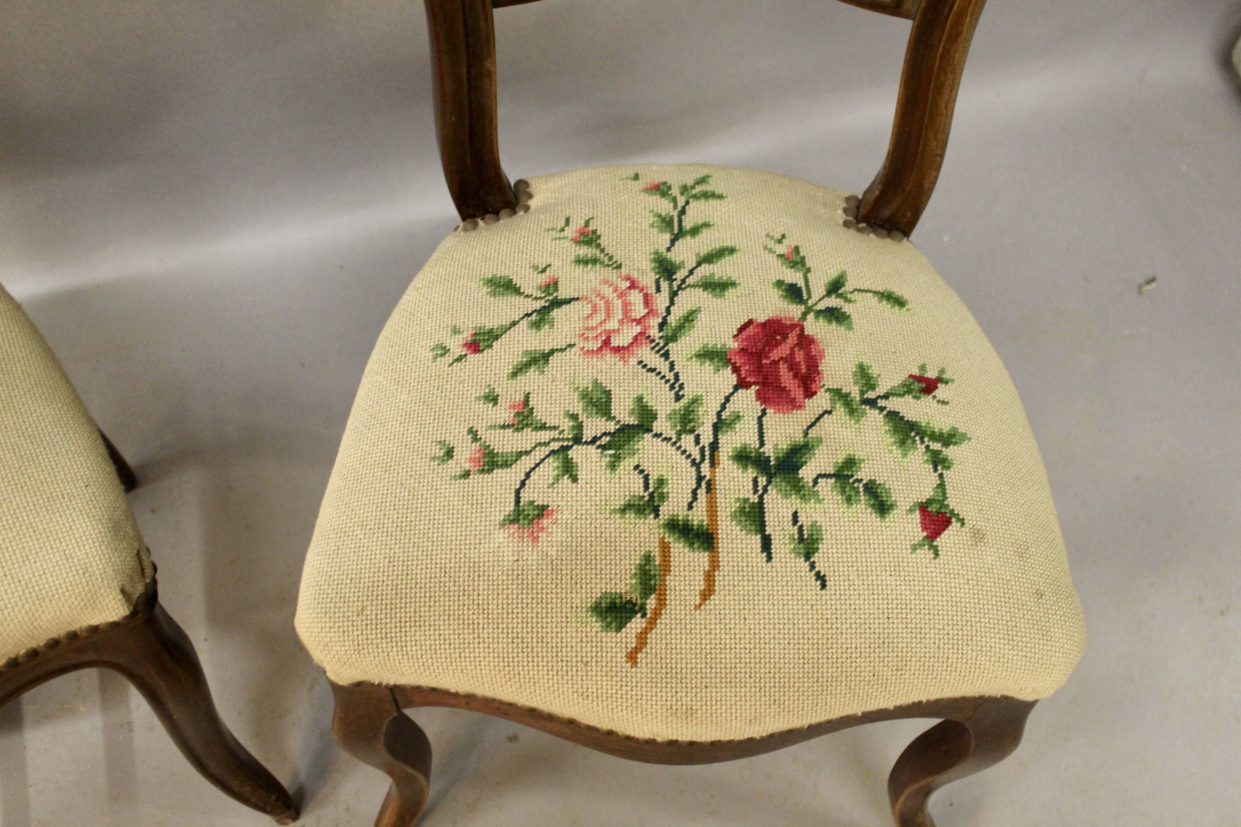 Pair of Louis Philippe chairs with petit point tapestry