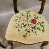 Pair of Louis Philippe chairs with petit point tapestry