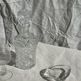 Small cylindrical glass whiskey decanter H:23