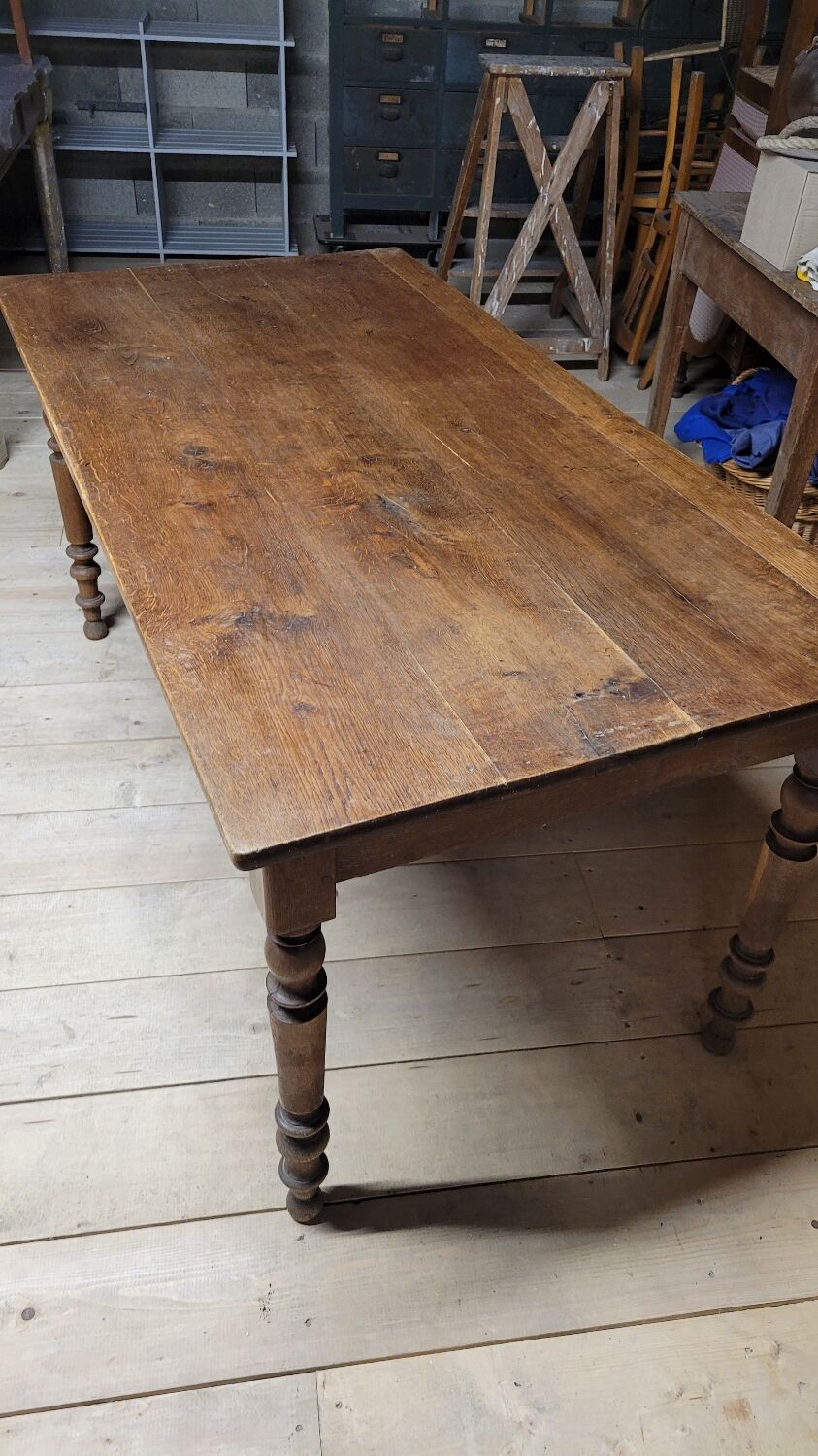 Table de bistrot restaurant en chêne massif ancienne, 1900s -1m53