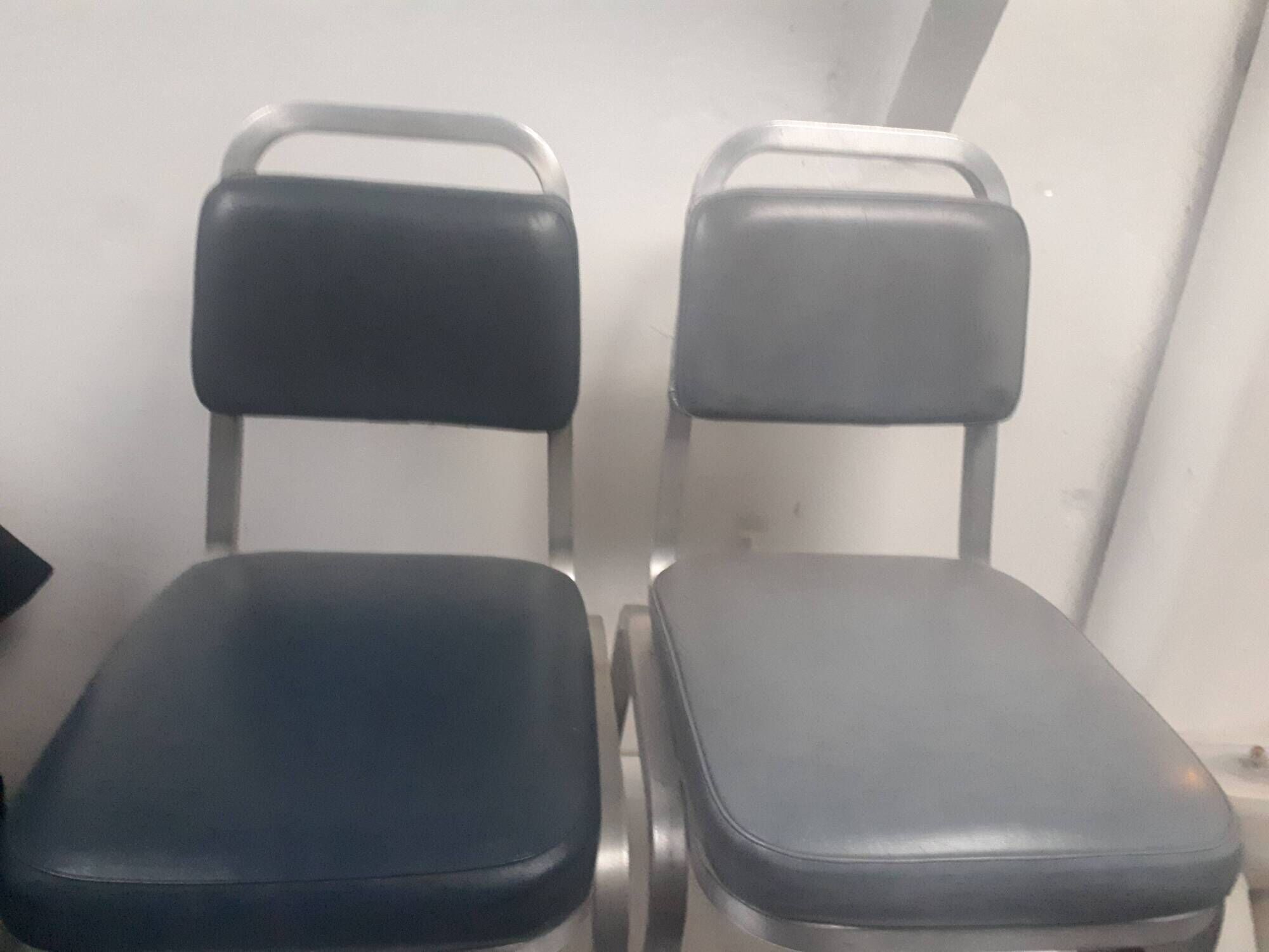 Pair chair desk conference aluminum skai grey vintage blue 1960
