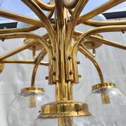 Lustre 19 feux en laiton, Italie 1960