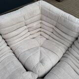 Ligne Roset Togo 3 places, 2 places et d'angle en velours côtelé beige