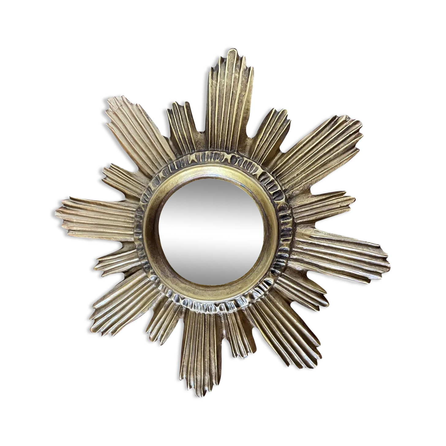 Miroir soleil vintage en résine dorée années 60/70