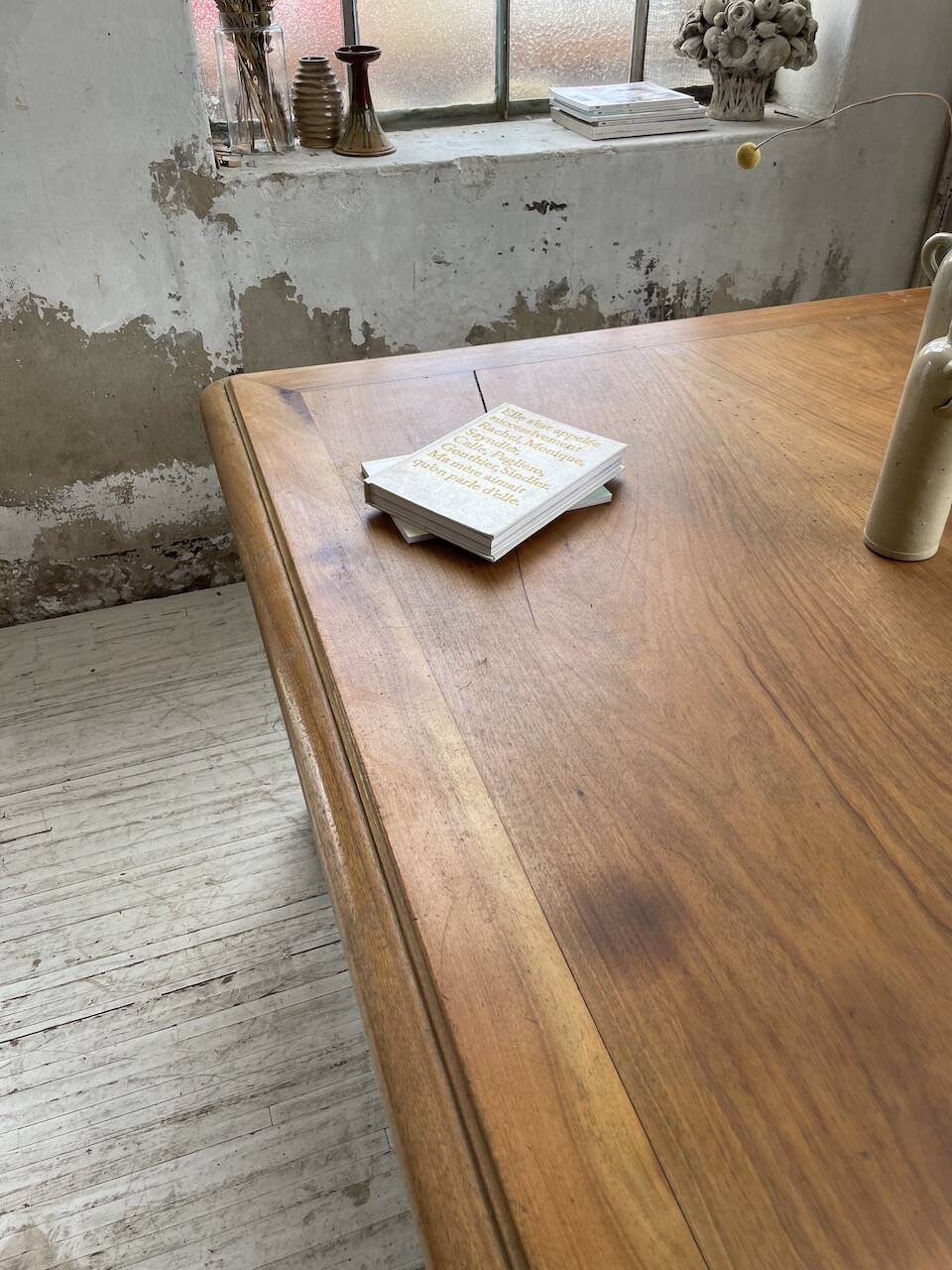 Solid walnut farmhouse castle table 1900 XXL