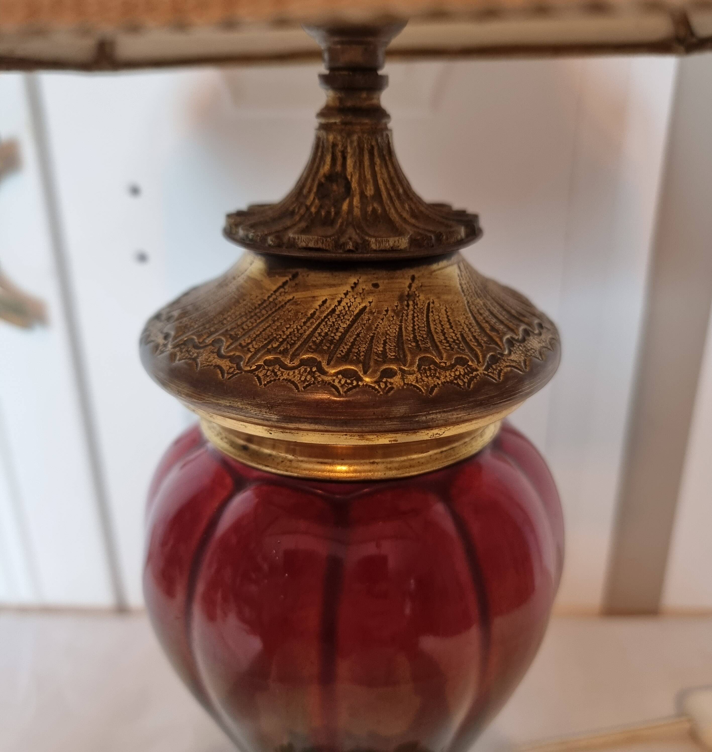 Antique 19th Century Chinese "Oxblood" Lamp Mounted on Bronze - Style