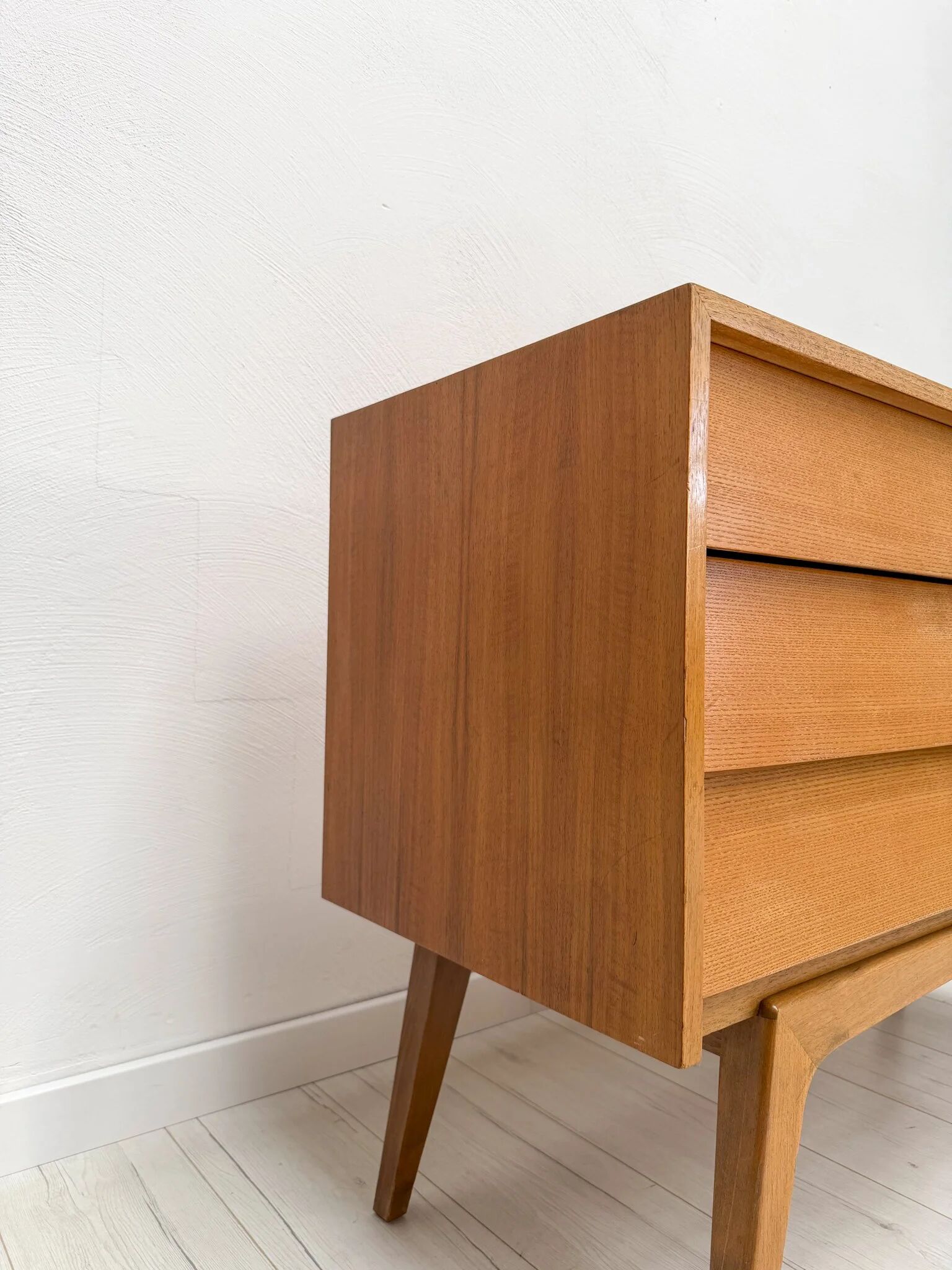 1950s vintage minimalist German walnut chest of drawers