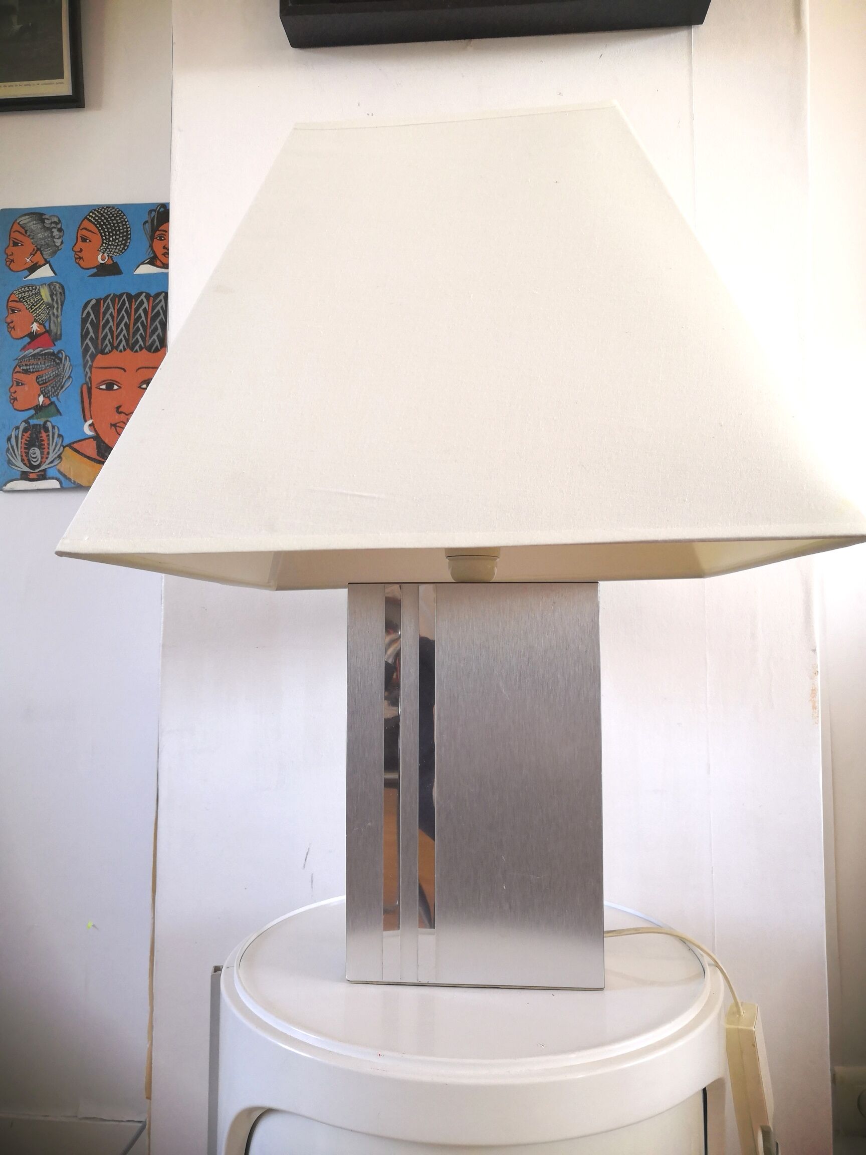 Lamp aluminimum effect mirror design 70s